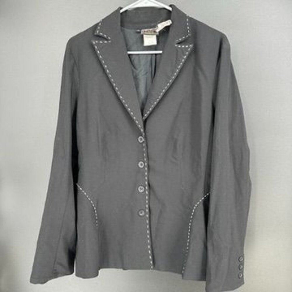 Studio West Vintage Stitched Blazer Black Medium Women Flattering